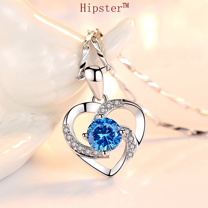 Fashion New Natural Ruby Heart Pendant Diamond-Studded Necklace