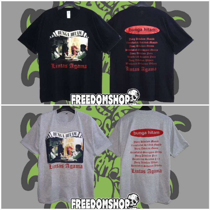 T-shirt Kaos BUNGA HITAM - LINTAS AGAMA