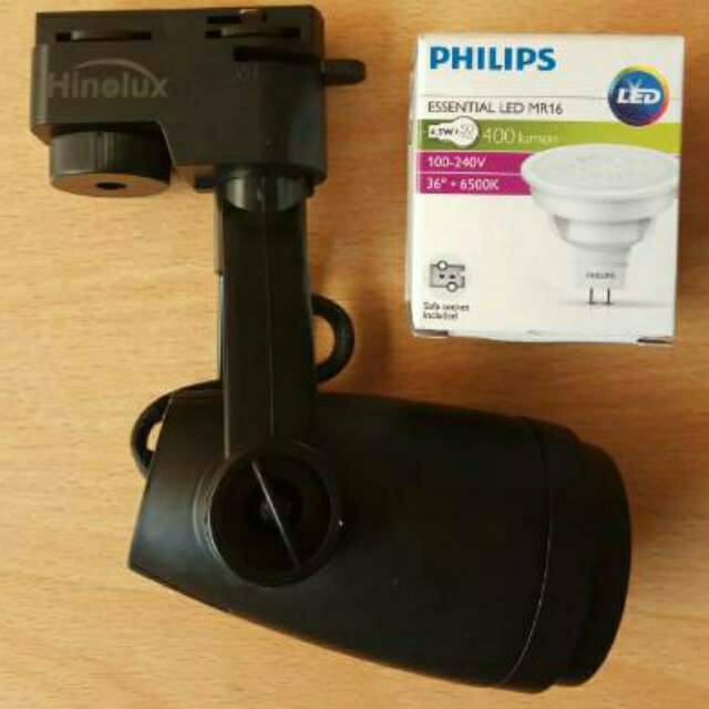 Paket promo lampu rel Philips Hinolux lengkap ada 3 set lampu dan 1 rel 1meter