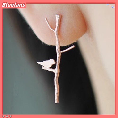 Bluelans Women Fashion Bird Tree Branches Shape Earrings Concise Alloy Ear Studs Jewelry