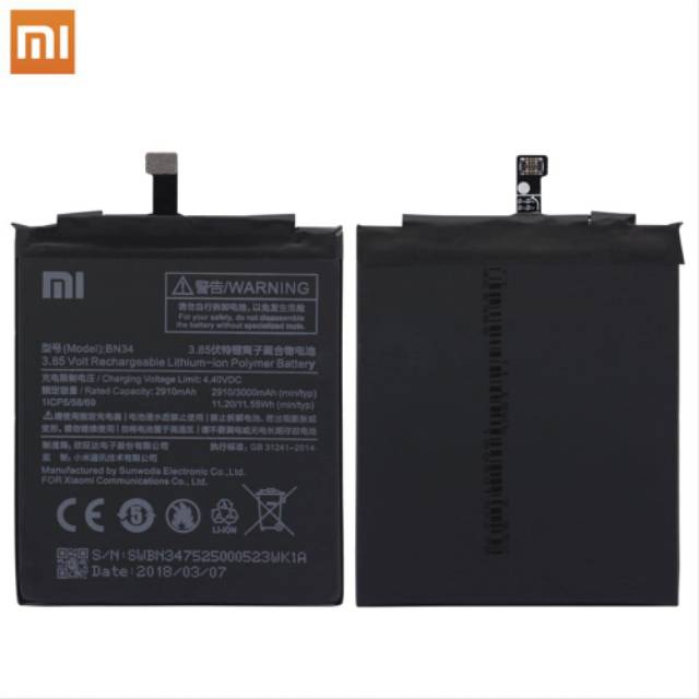 Batt Baterai Battery XIAOMI Redmi 5A BN 34 Original