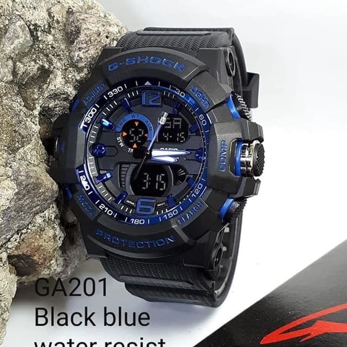 Jam Tangan Gshock GA201 Water Resist Bisa Berenang - Hitam lis Biru