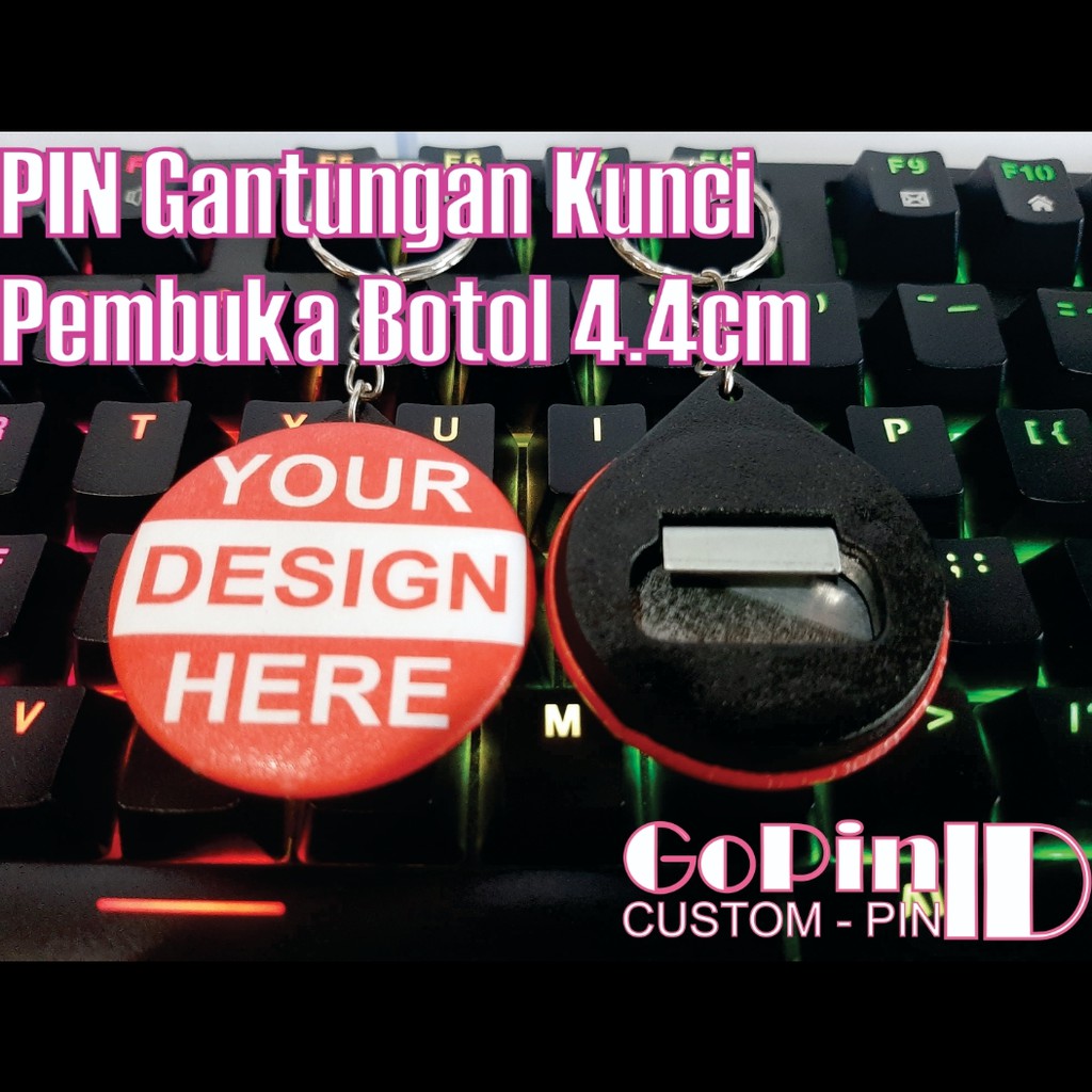 Gantungan Kunci Pin Pembuka Botol Custom Satuan - 4.4cm - Desain Bebas