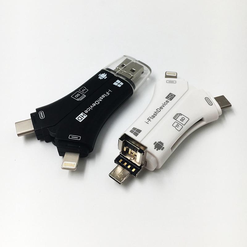 Adaptor Card Reader 4 In 1 Sd Tf Micro Usb Tipe C Untuk