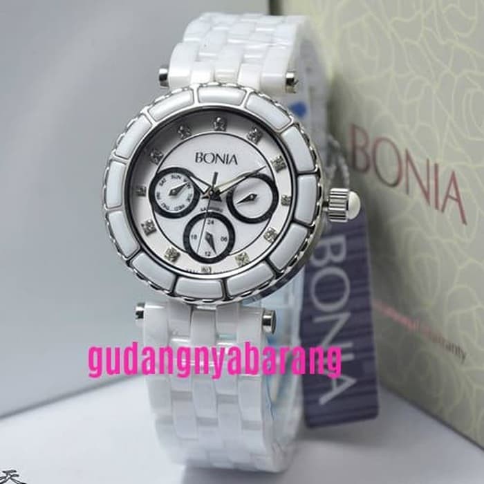 JAM TANGAN WANITA - LADIES - WOMAN BONIA B863 CERAMIC SILVER ORIGINAL