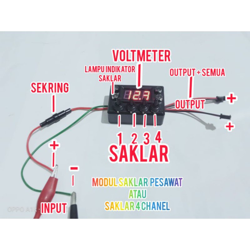 VOLT METER dan saklar serba guna 4 tombol