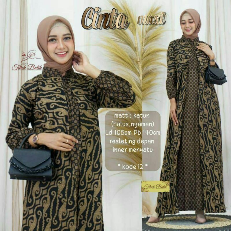 Gamis cinta cardy nyatu | Gamis batik ori pekalongan motif batik