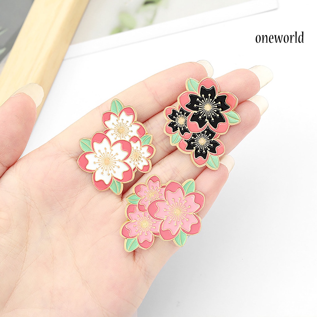 OW@ Cartoon Cherry Blossom Brooch Backpack Decorative Pin Collar Badge Accessories