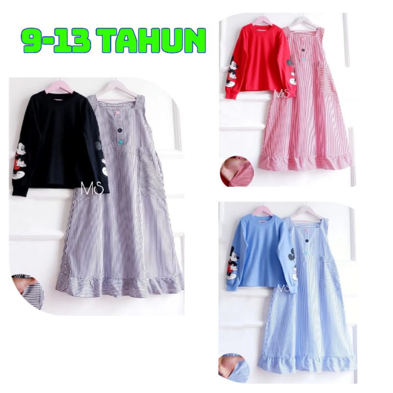 USIA 9-13 TAHUN PAKAIAN ANAK PEREMPUAN SETELAN OVERALL SALUR SET ADIVANYA OVERAL SET MA