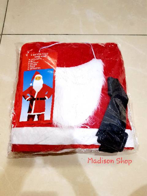 Kostum Natal Baju Santa Tebal Dewasa Jaket Santa Janggut Putih Murah Pesta Natal