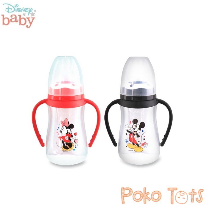 Disney Baby Reguler Bottle With Handle 125ml Botol Susu Standard Mickey &amp; Minnie Lusty Bunny