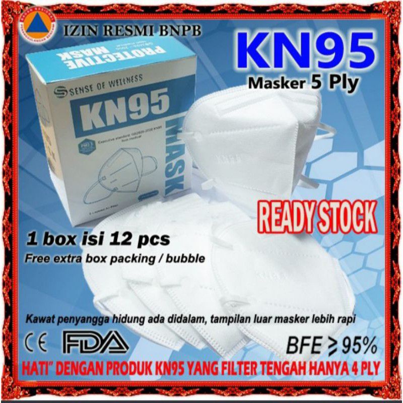 Masker KN95 Sense Of Wellness EARLOOP Disposable Mask 5ply