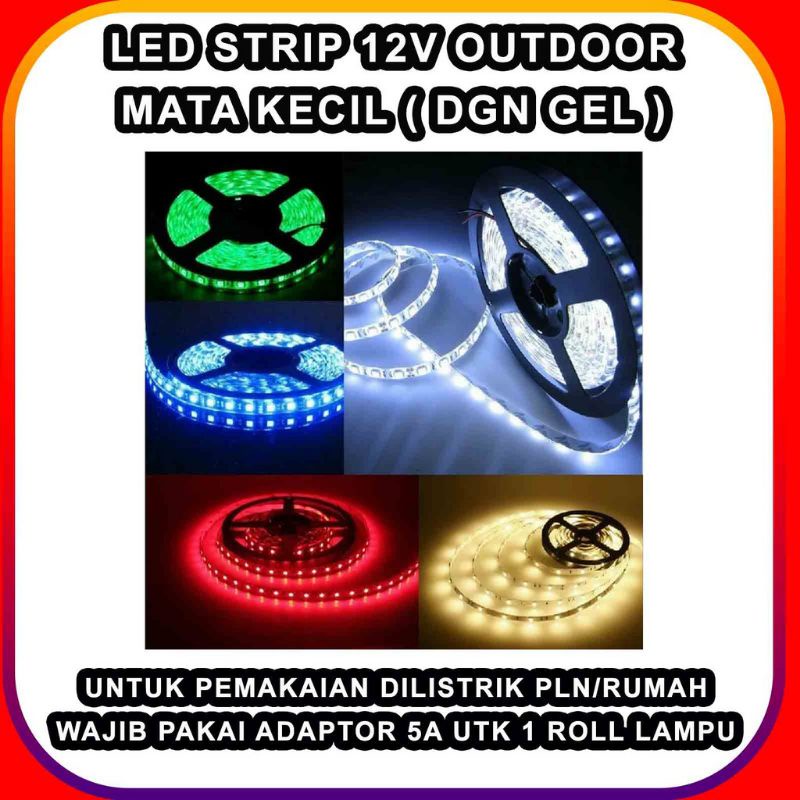 LED strip Fleksibel 12 Volt 2835 / 3528 water proof 5 meter