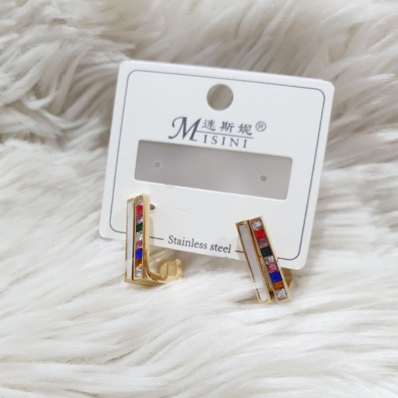 Anting Titanium Asli mata kilau  Stainless steel ori Anti Karat Anti Alergi 1208