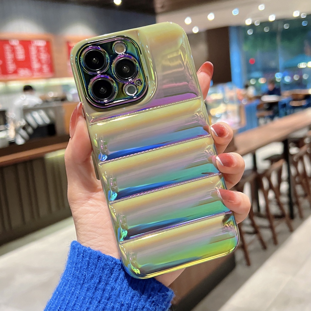 Soft case Silikon Motif Jaket down jacket 3D Warna Gradasi Untuk iPhone 11 Pro MAX 12 13 Pro MAX