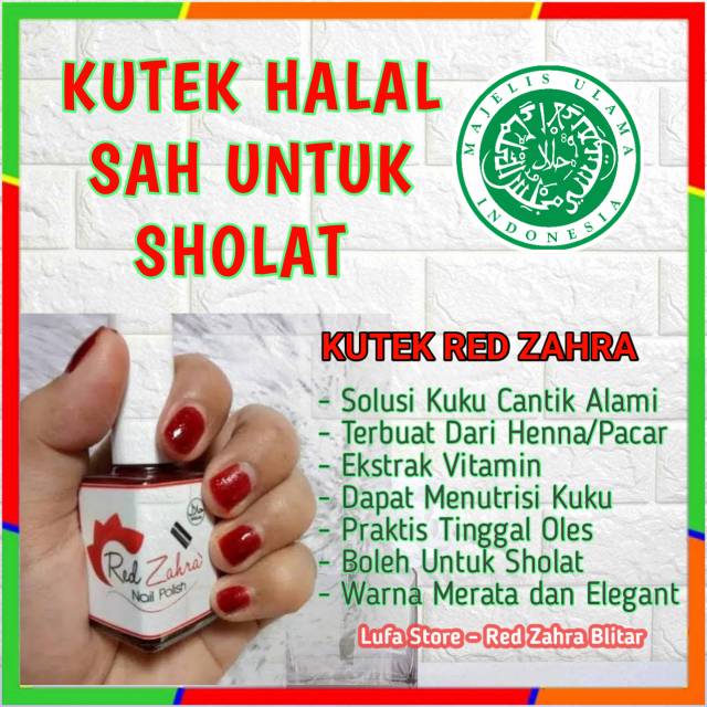 KUTEK HALAL  RED ZAHRA NAIL POLISH BAHAN HERBAL HENNA SAH 