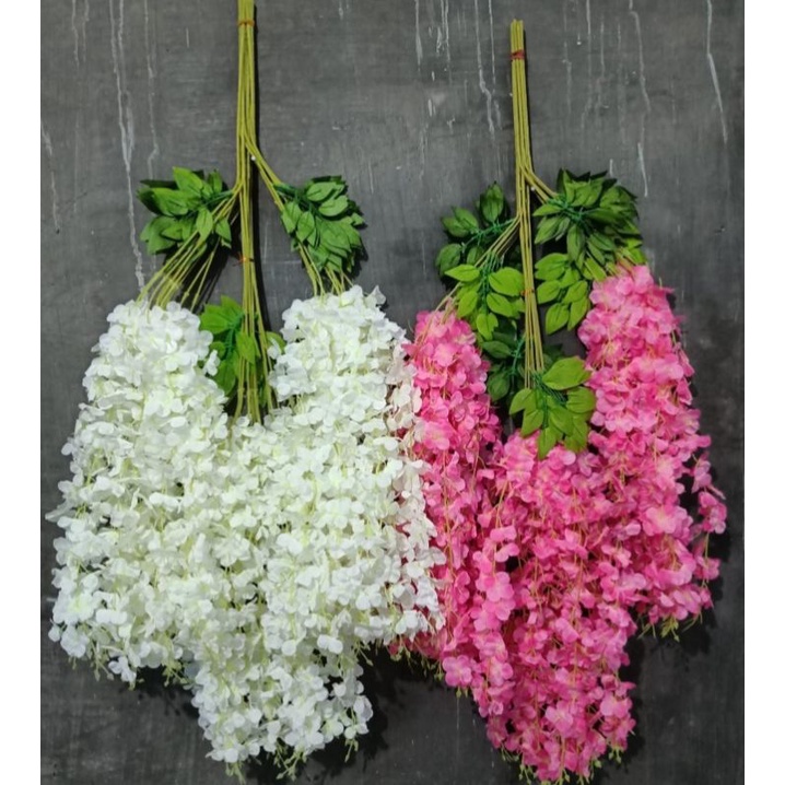 bunga wisteria artificial jumbo / daun bunga wisteria tiruan / wisteria batangan / wisteria lusinan