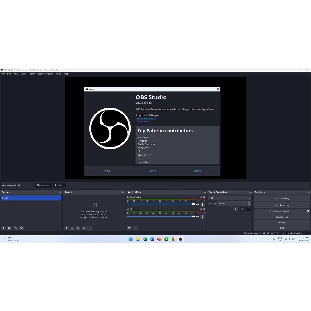 Software OBS Studio 28 versi 2022 Full version Aplikasi Perekam Layar Dan Live Streaming