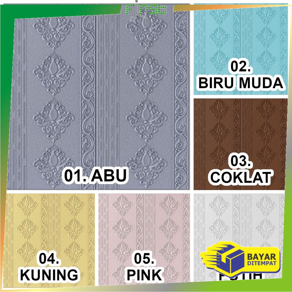 FH-C217 - C224 Wallpaper 3D Foam Motif / Wallfoam Sticker Dinding Kamar / Walpaper Dinding Bata-G