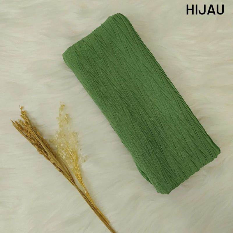 PASHMINA PLISKET PADI ZIGZAG CERUTY (COD)-Hijau