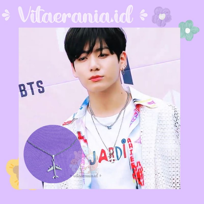 [ Plane necklace ] BTS jungkook necklace titanium anti karat anti gatal |  KALUNG PESAWAT JUNGKOOK |