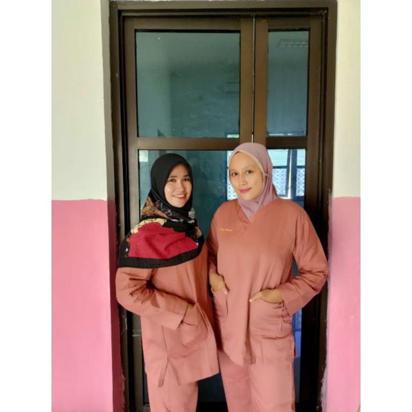 Baju OKA JUMBO + bordir / Baju Jaga / Baju Medis / Lengan panjang