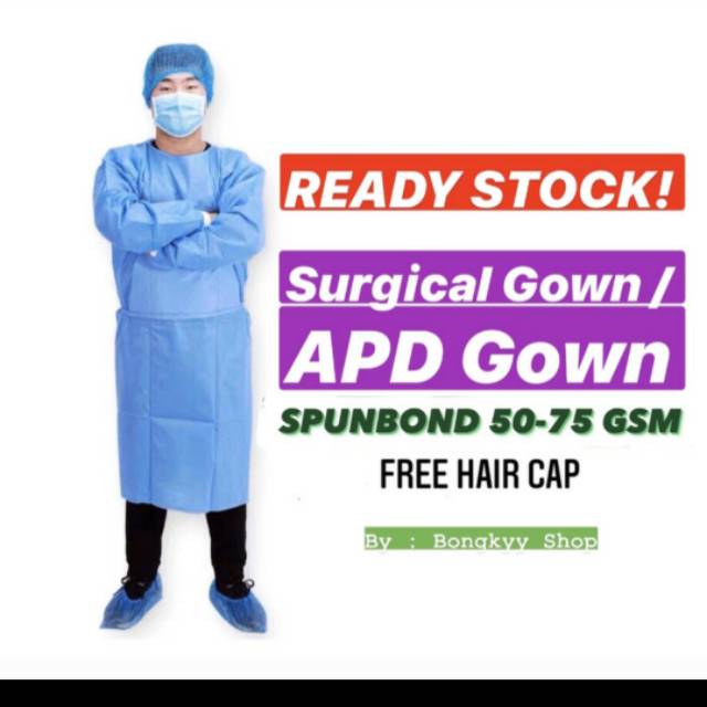 Baju  medis APD  Gown APD  Long Gown Gaun Gamis  Spunbond 40   Baju  medis APD  Gown APD  Long Gown Gaun Gamis  Spunbond 40