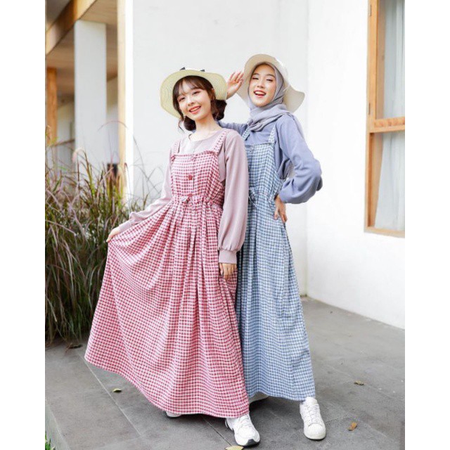 dress muslim / gamis remaja/gamis abg/gamis motif/gamis motif kotak/gamis overall / gamis katun