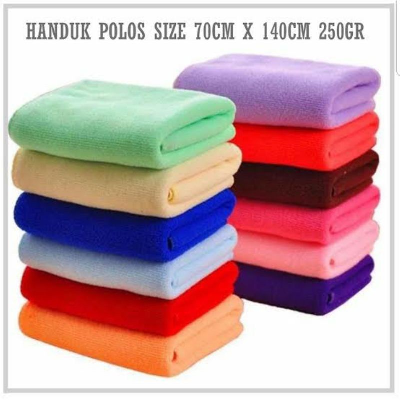 Handuk Polos Dewasa Tebal Microfiber Ukuran 70x140 Cm