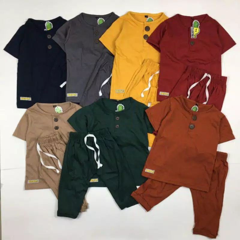 Piyama Anak Button by Pineapple / Piyama Set / Setelan Piyama Anak