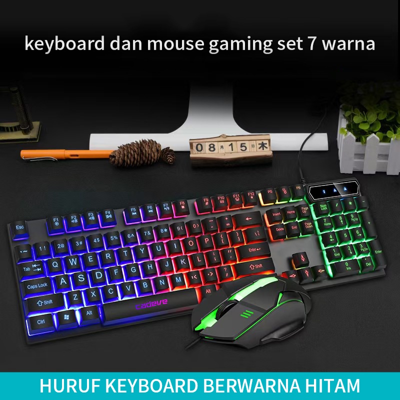 Keyboard Dan Mouse Gaming Set Cahaya Warna-warni Keyboard Cadeve9122/Set Keyboard dan Mouse Kabel Rumah Tangga Kantor Bisnis Yang Modis ZGB Q9