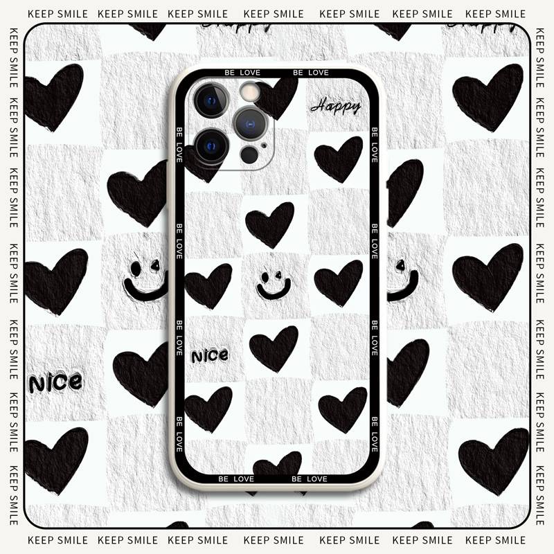 Casing iPhone 6S 7 8 Plus XR XS Max iPhone 11 12 13 Pro Max Redmi Note 8 Pro 9A 9T Black White Love Smiple Cover