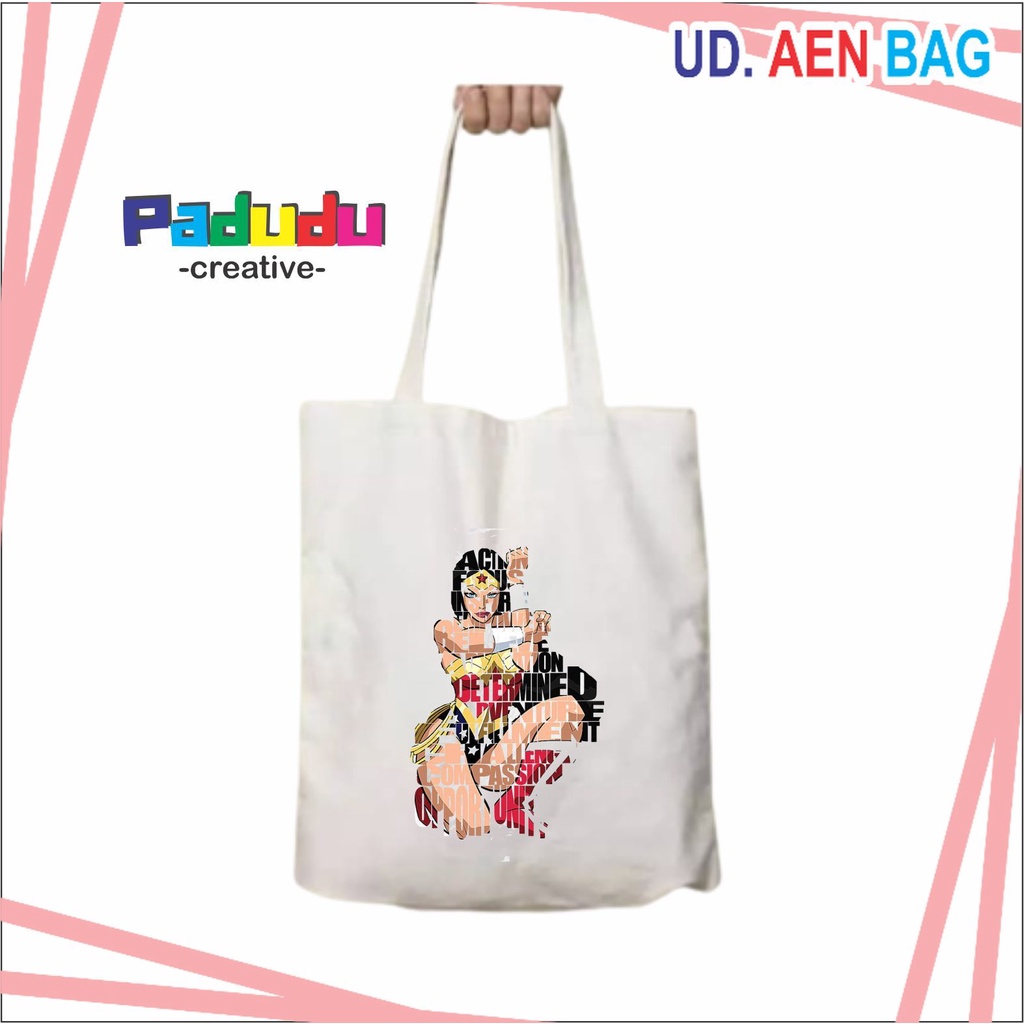 Tas Totebag Resleting Vintage Wonder Woman Inspirational Power Retro Iskstore