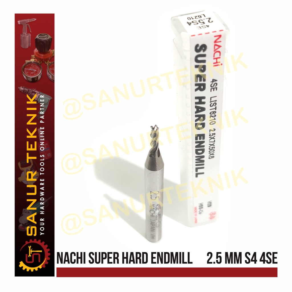 NACHI Super Hard Endmill 4 Flute / Mata Bor Miling 2.5mm 2.5 mm S4 4SE