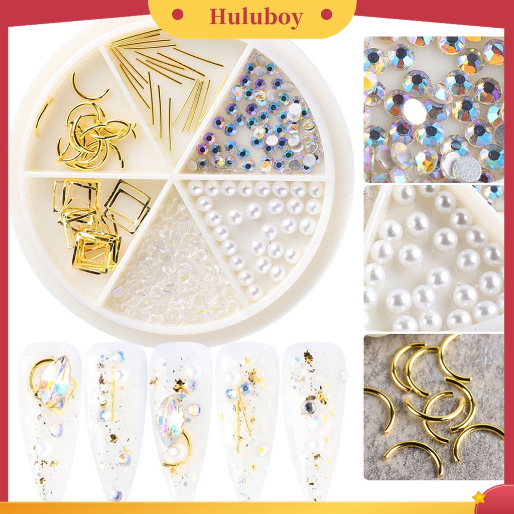 Huluboy Huluboy♡ Aksesoris Perhiasan Manik-Manik Kuku Bahan Metal Untuk Dekorasi Makeup