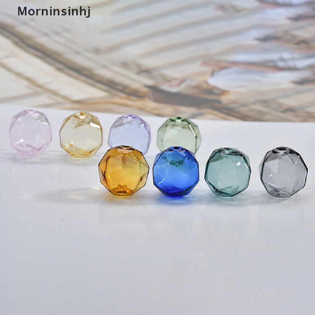 Mornin 1pcs Double Hole 16mm Diamond Glass Ball Globe Beads Botol Kaca Berongga id