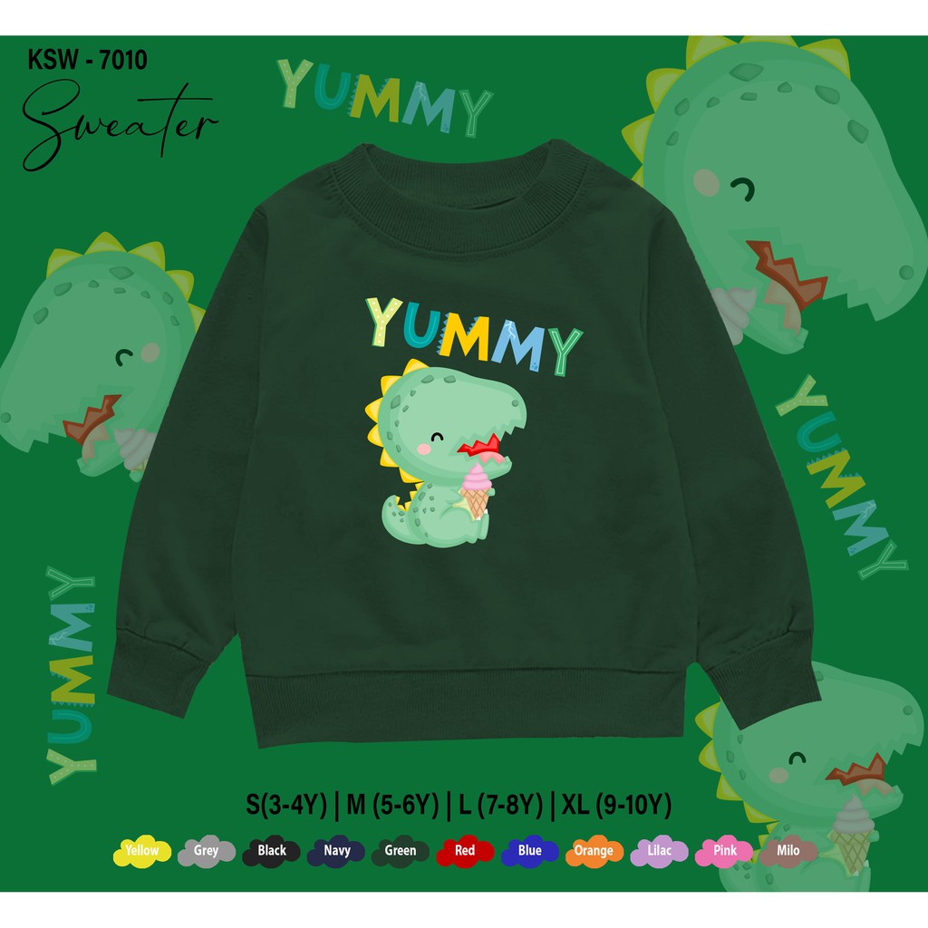 SWEATER ANAK -ANAK / BAJU  KIDS 1-10THN / BAHAN FLEECE PREMIUM ADEM / YUMMY DINO / UNISEX