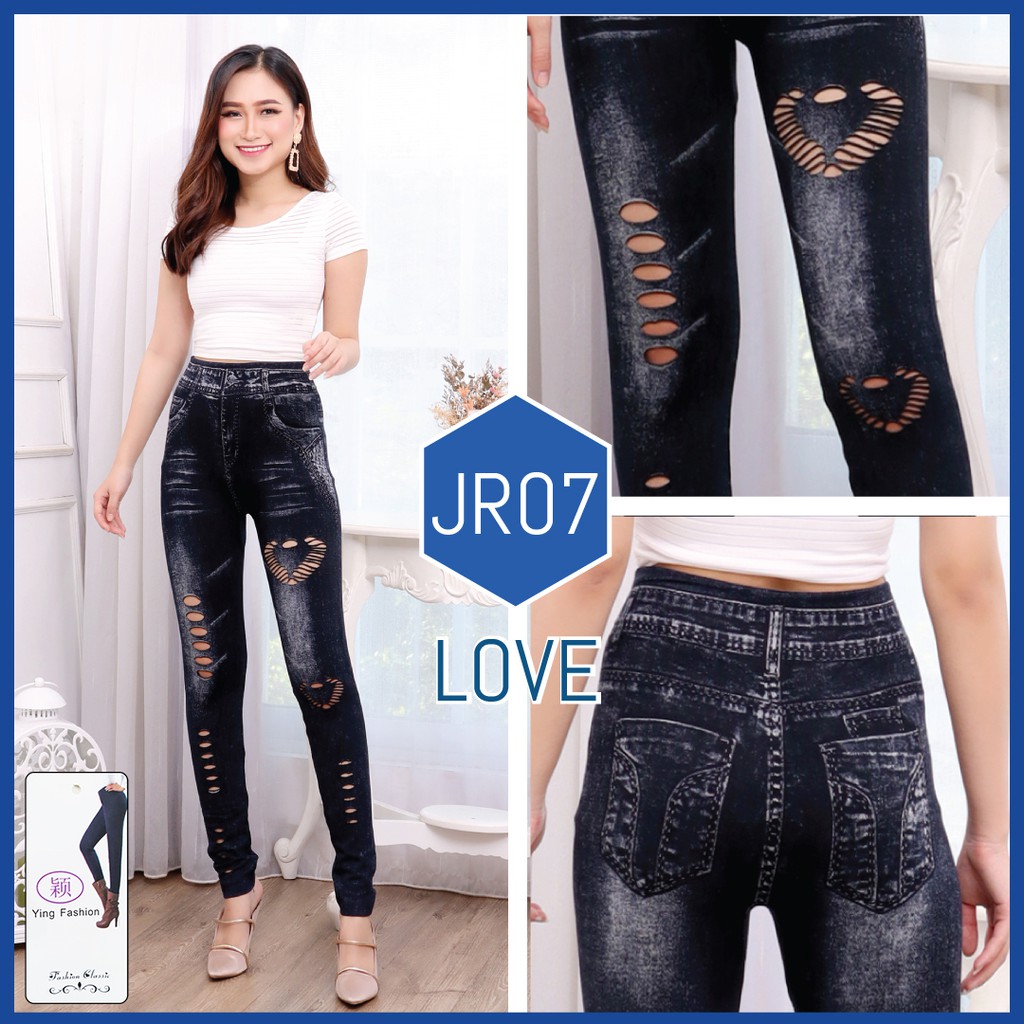 Legging Ripped Jeans 07 LOVE / legging ripped / ripped jeans / legging kekinian / leging