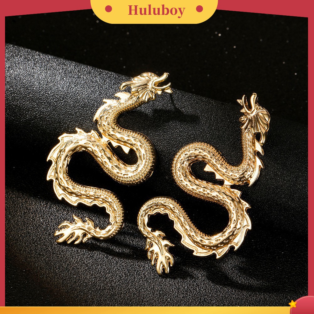 Anting Stud Bentuk Naga Melengkung Bahan Alloy Untuk Wanita