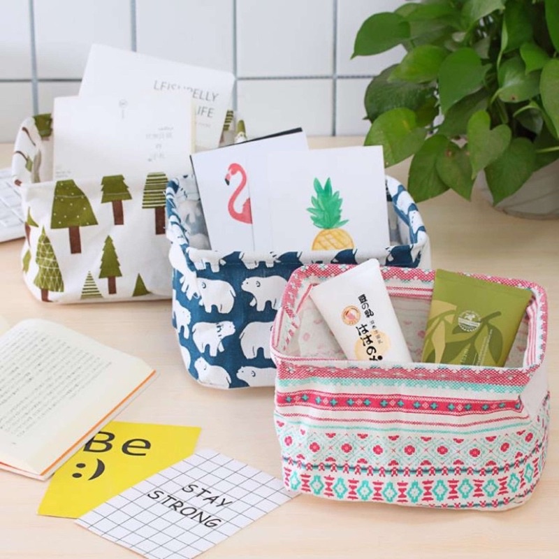 Teradecor Storage Box Pouch Kanvas Keranjang Lipat Minimalis