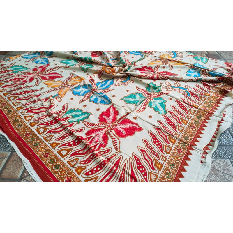 kain batik katun motif bunga mekar bahan paris