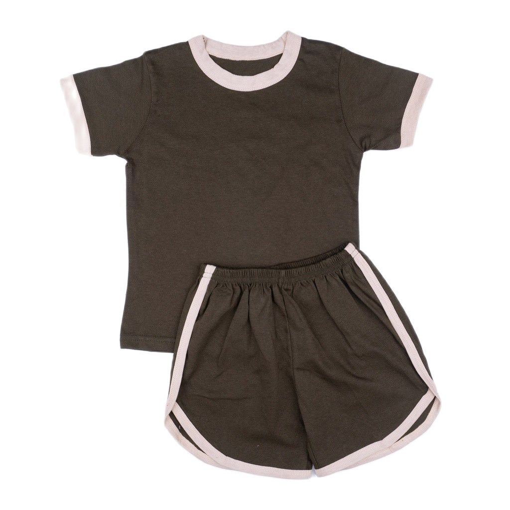 ZASKIYA - Set Ringer Tee Earth Tone Series / Setelan Anak Katun 0-5 Thn / Playset / Basic Tee Hotpants