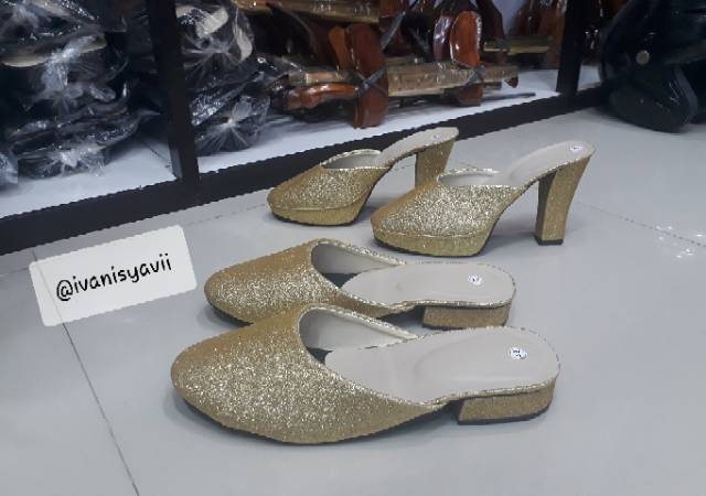 [Aneka Warna] Selop Pengantin Gliter (SEPASANG = Cowok dan Cewek)