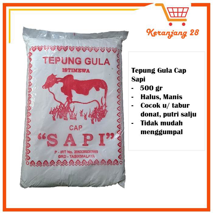 

Gula Tepung Cap Sapi / Gula Halus / 500gr