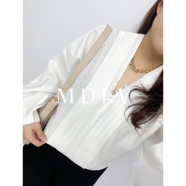 MDLV ~ 2890# Denissa V-neck Top Atasan Blouse Lengan Panjang Fashion Import