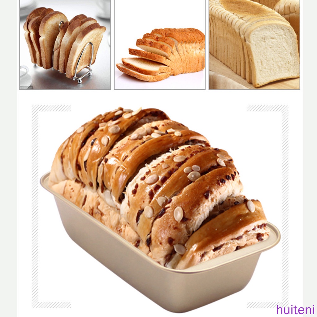 Cetakan Roti Panggang Bentuk Persegi Panjang Bahan Carbon Steel Anti Lengket Warna Emas Untuk Dapur