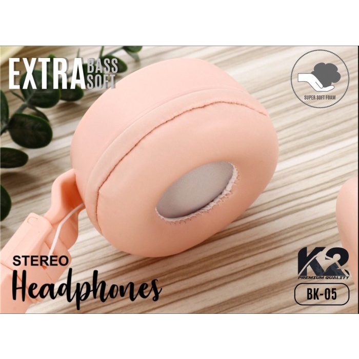 HEADPHONE GAMING K2 PREMIUM QUALITY K2-BK05 MACARON Stereo Bass-3