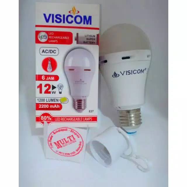 Lampu Led Sentuh Emergency Cas Visicom 12w Baterai Lithium 2200mah 1200lumen Ac Dc Tahan 6 Jam Shopee Indonesia