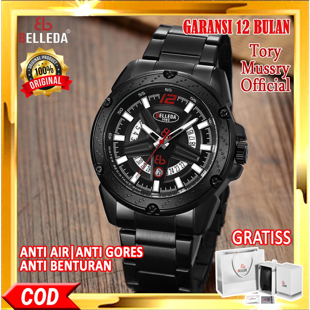 Jam Tangan Pria Mewah Premium Belleda 9228 Man Original Men Analog Watch Quartz Fashion Keren luxury