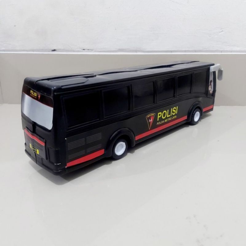 Mainan Mobil Bus Polisi - Miniatur Bis Brimob Police Dorong Anak Laki Cowok